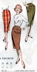 8682 BUTTERICK 1960 EZ SLIM SKIRT POCKET OR NOT 1 YARD PATTERN 30'' W, 40'' H